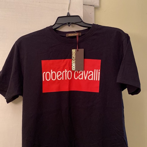 Roberto Cavalli Black Cotton Logo Unisex Tee New With Tags - Picture 2 of 11